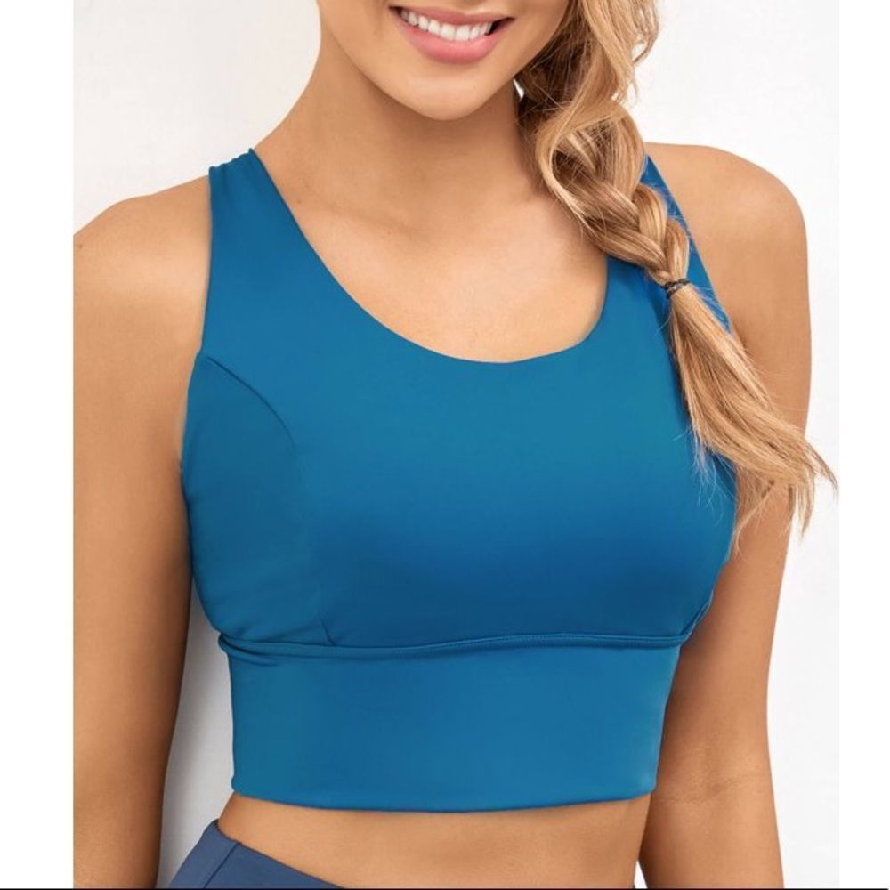 Women’s Navy Pony blue Strappy Workout Crop Sports Bra Size S, M NWT